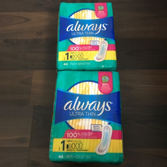 NEW Always 2 PACK 88 Pads Always Ultra Thin Pads Without Wings Size Regular - Picture 3 of 4